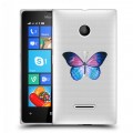 Полупрозрачный дизайнерский пластиковый чехол для Microsoft Lumia 435 прозрачные Бабочки 