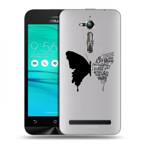 Полупрозрачный дизайнерский пластиковый чехол для ASUS ZenFone Go ZB500KL прозрачные Бабочки 
