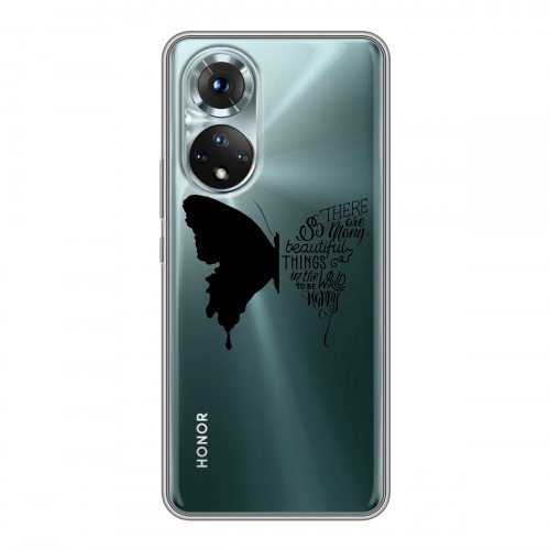 Полупрозрачный дизайнерский силиконовый с усиленными углами чехол для Huawei Honor 50 прозрачные Бабочки 