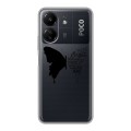 Полупрозрачный дизайнерский пластиковый чехол для Xiaomi Poco C65 прозрачные Бабочки 