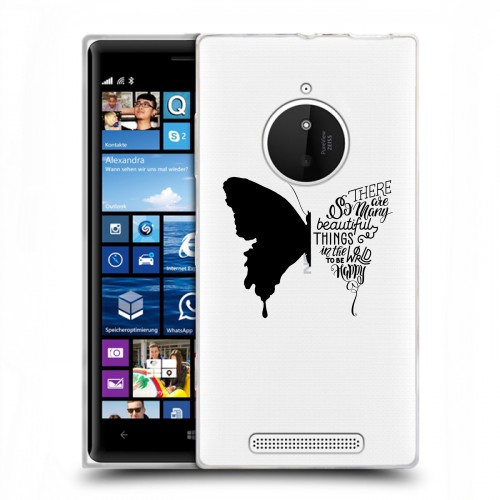 Полупрозрачный дизайнерский пластиковый чехол для Nokia Lumia 830 прозрачные Бабочки 