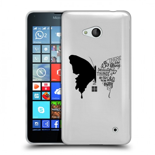 Полупрозрачный дизайнерский силиконовый чехол для Microsoft Lumia 640 прозрачные Бабочки 