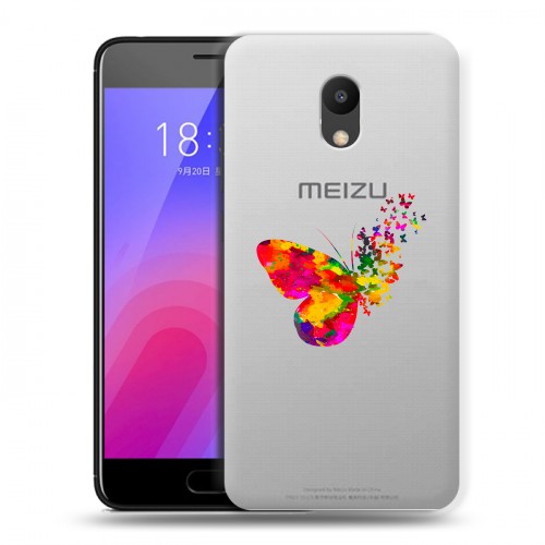 Полупрозрачный дизайнерский пластиковый чехол для Meizu M6 прозрачные Бабочки 