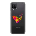 Полупрозрачный дизайнерский пластиковый чехол для Samsung Galaxy A12 прозрачные Бабочки 