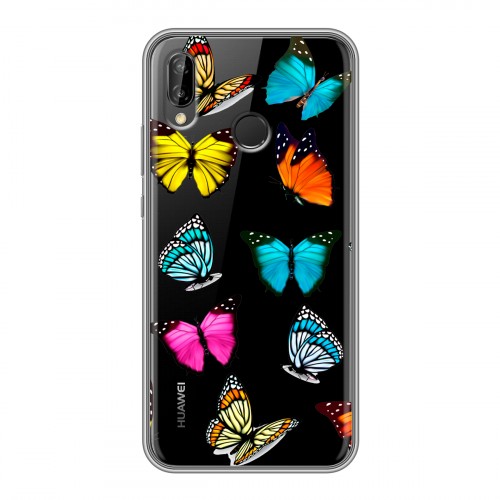 Полупрозрачный дизайнерский пластиковый чехол для Huawei P20 Lite прозрачные Бабочки 