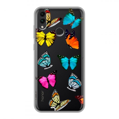 Полупрозрачный дизайнерский пластиковый чехол для Huawei Honor 8C прозрачные Бабочки 