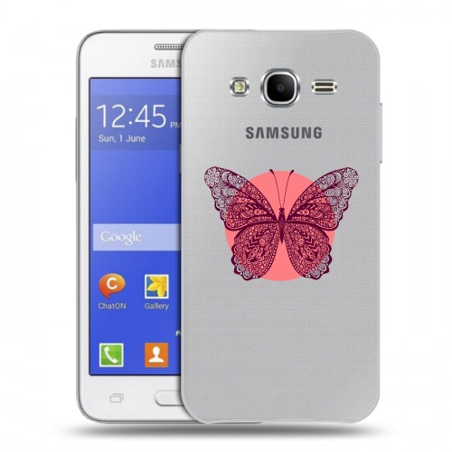 Полупрозрачный дизайнерский пластиковый чехол для Samsung Galaxy J7 прозрачные Бабочки 