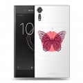 Полупрозрачный дизайнерский пластиковый чехол для Sony Xperia XZs прозрачные Бабочки 