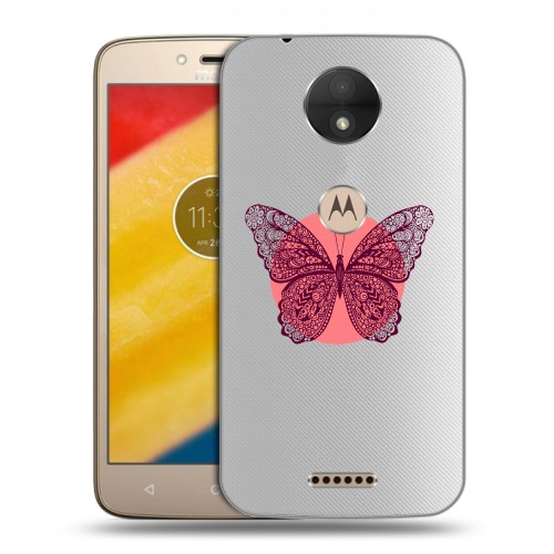 Полупрозрачный дизайнерский силиконовый чехол для Motorola Moto C прозрачные Бабочки 
