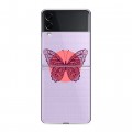 Полупрозрачный дизайнерский пластиковый чехол для Samsung Galaxy Z Flip 3 прозрачные Бабочки 