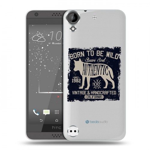 Полупрозрачный дизайнерский пластиковый чехол для HTC Desire 530 Волки