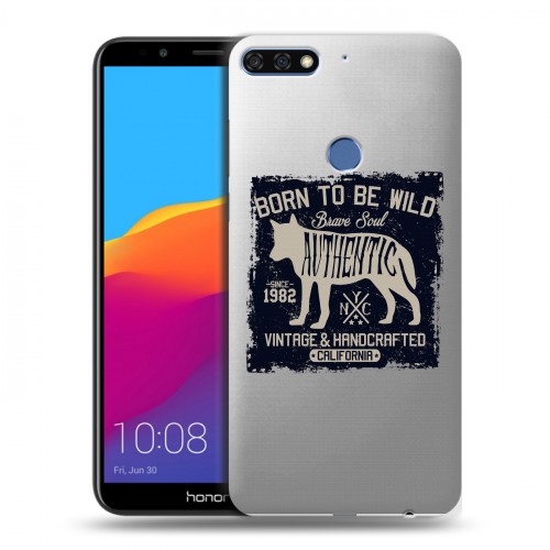 Полупрозрачный дизайнерский пластиковый чехол для Huawei Honor 7C Pro Волки