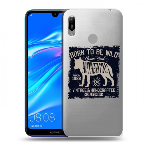 Полупрозрачный дизайнерский пластиковый чехол для Huawei Y6 (2019) Волки