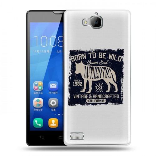 Полупрозрачный дизайнерский пластиковый чехол для Huawei Honor 3c Волки