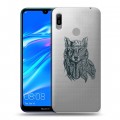 Полупрозрачный дизайнерский пластиковый чехол для Huawei Y6 (2019) Волки