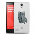 Полупрозрачный дизайнерский пластиковый чехол для Xiaomi RedMi Note Волки