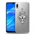 Полупрозрачный дизайнерский пластиковый чехол для Huawei Y6 (2019) Волки