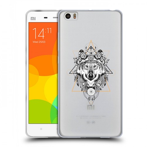 Полупрозрачный дизайнерский пластиковый чехол для Xiaomi Mi Note Волки