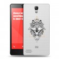 Полупрозрачный дизайнерский пластиковый чехол для Xiaomi RedMi Note Волки