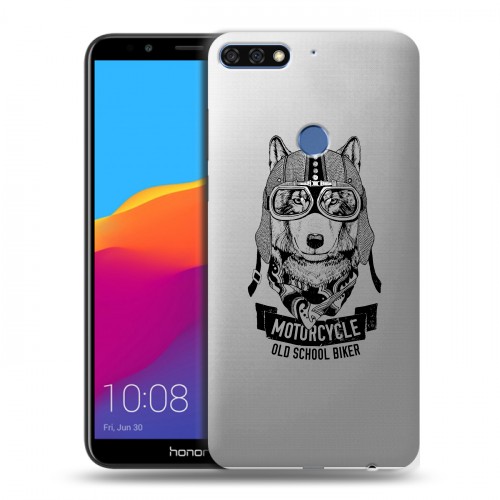 Полупрозрачный дизайнерский пластиковый чехол для Huawei Honor 7C Pro Волки