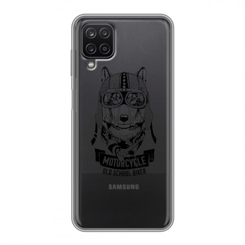 Полупрозрачный дизайнерский пластиковый чехол для Samsung Galaxy A12 Волки