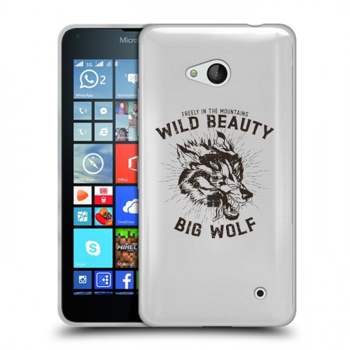 Полупрозрачный дизайнерский силиконовый чехол для Microsoft Lumia 640 Волки