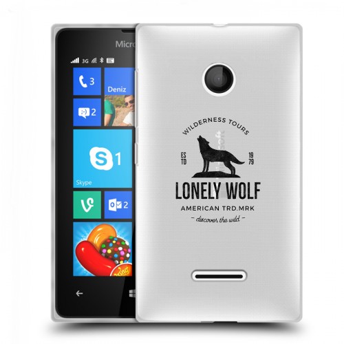 Полупрозрачный дизайнерский пластиковый чехол для Microsoft Lumia 435 Волки