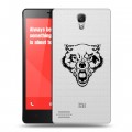 Полупрозрачный дизайнерский пластиковый чехол для Xiaomi RedMi Note Волки