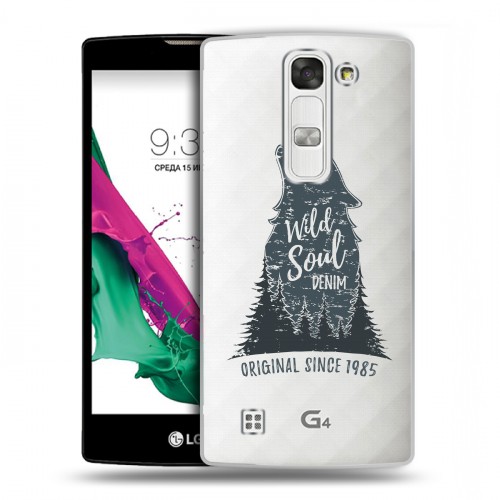 Полупрозрачный дизайнерский пластиковый чехол для LG G4c Волки