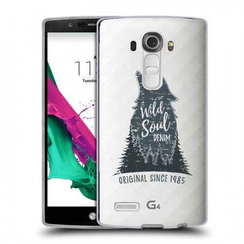 Полупрозрачный дизайнерский силиконовый чехол для LG G4 Волки
