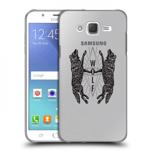 Полупрозрачный дизайнерский пластиковый чехол для Samsung Galaxy J5 Волки