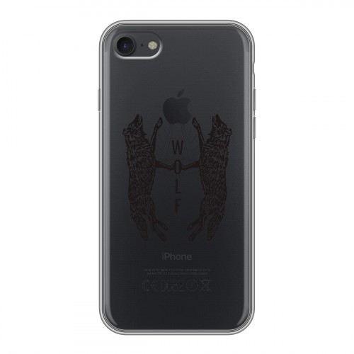 Полупрозрачный дизайнерский силиконовый с усиленными углами чехол для Iphone 7 Волки