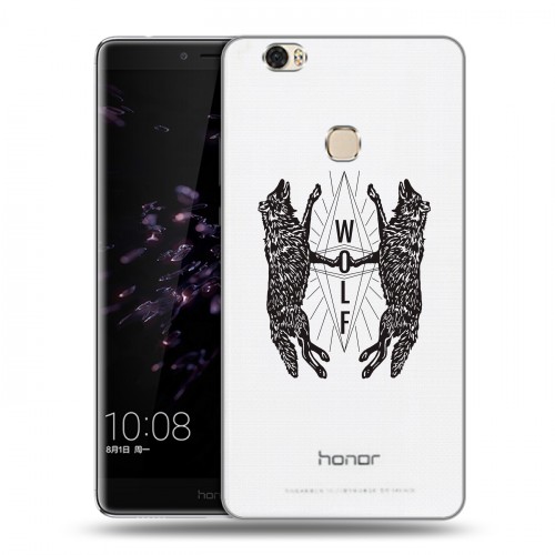 Полупрозрачный дизайнерский пластиковый чехол для Huawei Honor Note 8 Волки