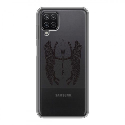 Полупрозрачный дизайнерский силиконовый чехол для Samsung Galaxy A12 Волки