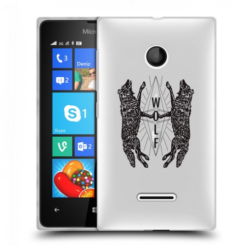 Полупрозрачный дизайнерский пластиковый чехол для Microsoft Lumia 435 Волки