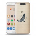 Полупрозрачный дизайнерский пластиковый чехол для ZTE Blade V8 Волки