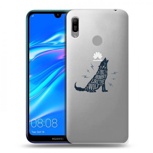 Полупрозрачный дизайнерский пластиковый чехол для Huawei Y6 (2019) Волки