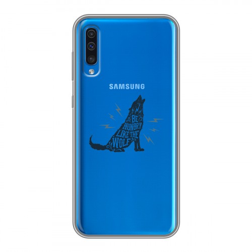 Полупрозрачный дизайнерский пластиковый чехол для Samsung Galaxy A50 Волки