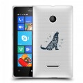 Полупрозрачный дизайнерский пластиковый чехол для Microsoft Lumia 435 Волки