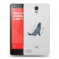 Полупрозрачный дизайнерский пластиковый чехол для Xiaomi RedMi Note Волки