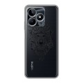 Полупрозрачный дизайнерский силиконовый чехол для Realme C53 Волки