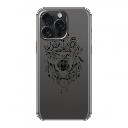 Полупрозрачный дизайнерский пластиковый чехол для Iphone 15 Pro Max Волки