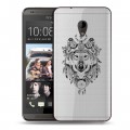 Полупрозрачный дизайнерский пластиковый чехол для HTC Desire 700 Волки