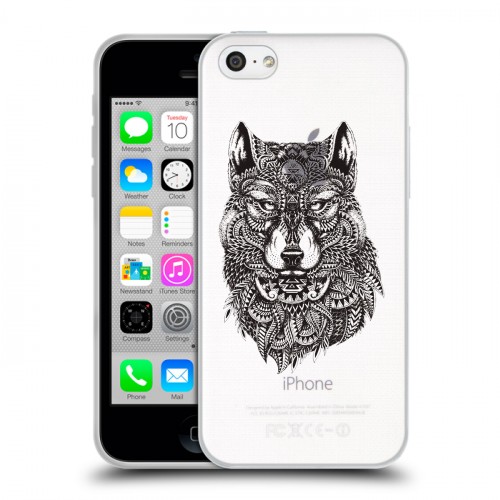 Полупрозрачный дизайнерский пластиковый чехол для Iphone 5c Волки