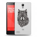 Полупрозрачный дизайнерский пластиковый чехол для Xiaomi RedMi Note Волки