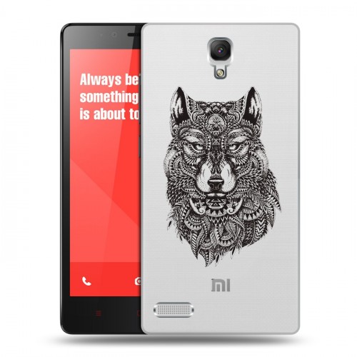 Полупрозрачный дизайнерский пластиковый чехол для Xiaomi RedMi Note Волки