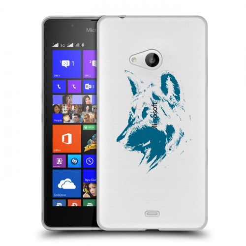 Полупрозрачный дизайнерский пластиковый чехол для Microsoft Lumia 540 Волки
