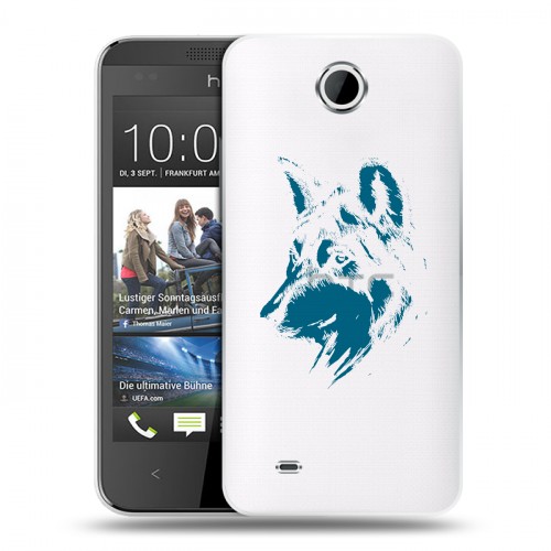 Полупрозрачный дизайнерский пластиковый чехол для HTC Desire 300 Волки