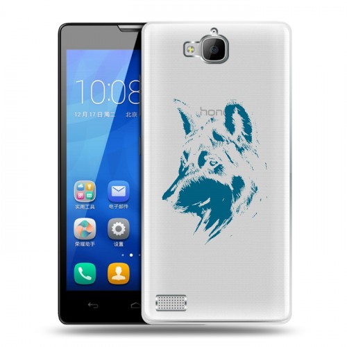 Полупрозрачный дизайнерский пластиковый чехол для Huawei Honor 3c Волки