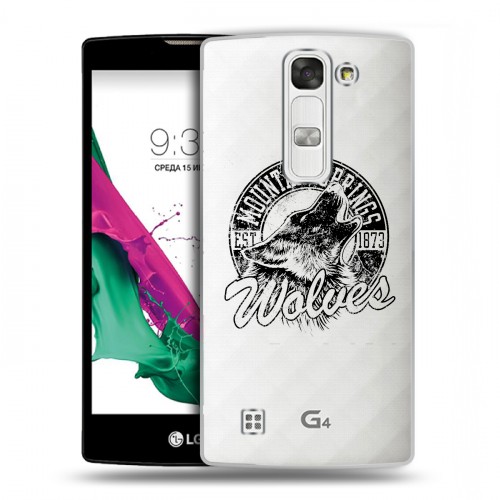 Полупрозрачный дизайнерский пластиковый чехол для LG G4c Волки